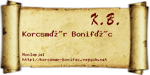 Korcsmár Bonifác névjegykártya
